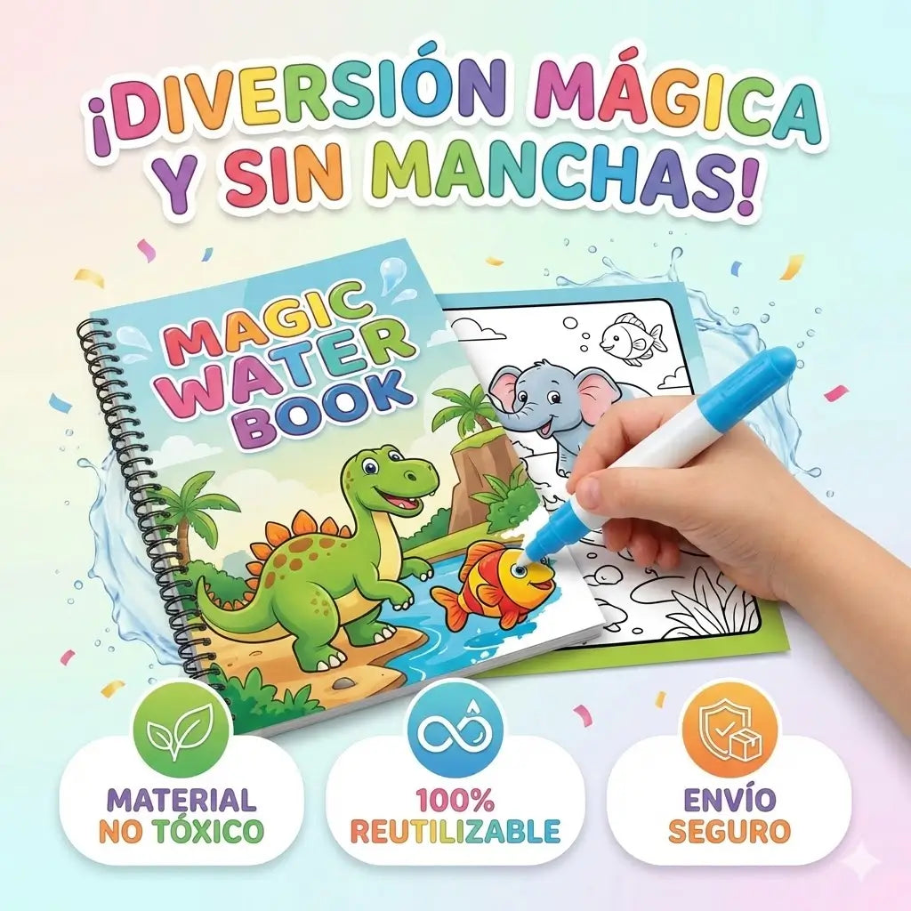 Libro mágico de agua reutilizable para niños - No mancha