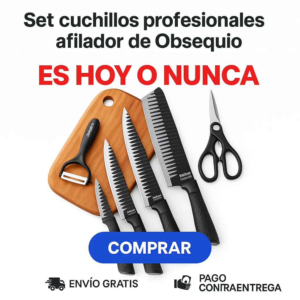Oferta Única: Set de 6 Cuchilllos + Afilador de Regalo
