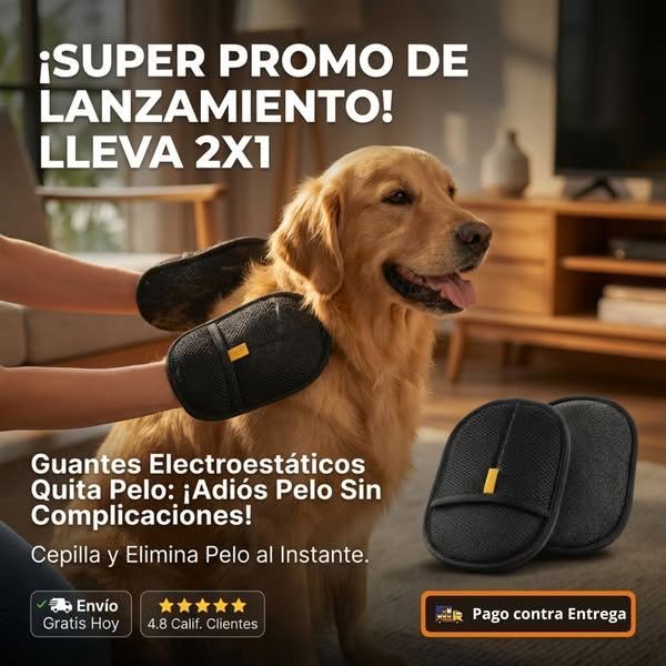 2 Guantes Reutilizables - Quita el Pelo de tu Mascota en Segundos, Sin Enredos ni Agua