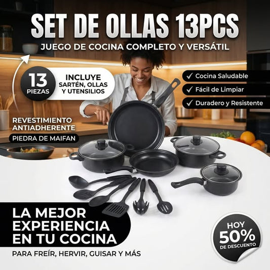 Set De Ollas Royal + Utensilios De Cocina | 13 Piezas Para Equipar La Cocina