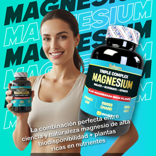 Magnesio Triple Complex Americano® Formula 3 en 1 - (Malato - Glicinato - Citrato)