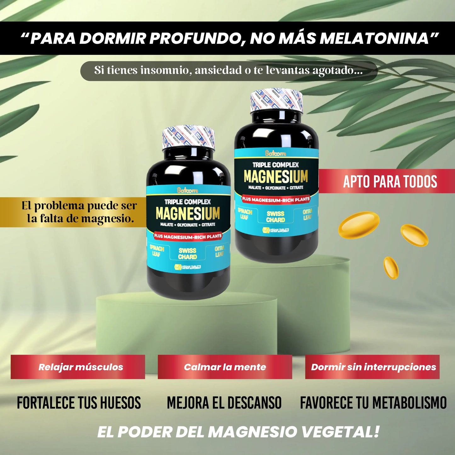 Magnesio Triple Complex Americano® Formula 3 en 1 - (Malato - Glicinato - Citrato)