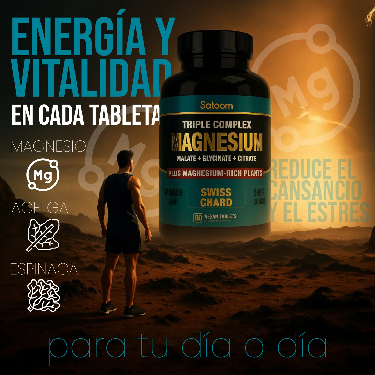 Magnesio Triple Complex Americano® Formula 3 en 1 - (Malato - Glicinato - Citrato)
