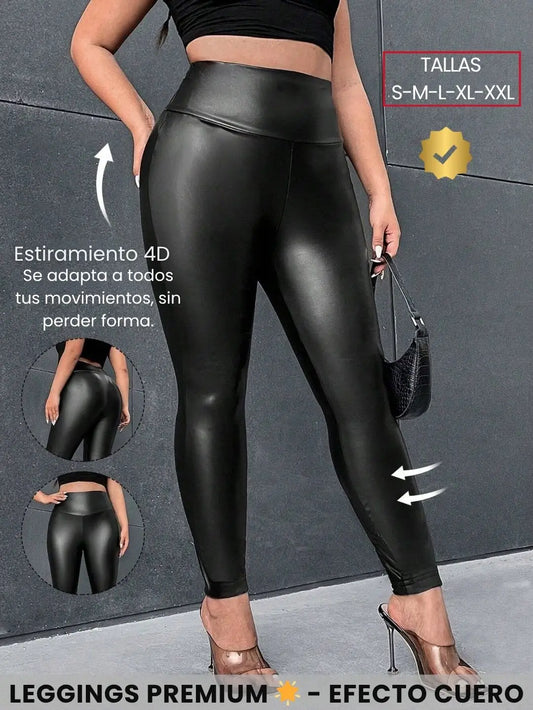 Leggins Premium Efecto Cuero – Cintura Alta, Abdomen Moldeado.