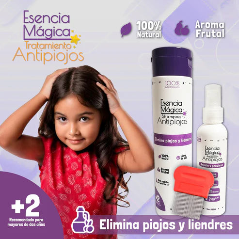 Kit Antipiojos: Shampoo + Spray Prevención + Peine Profesional + 🎁 1 Spray de Regalo
