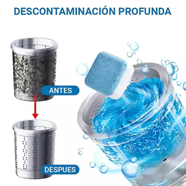 Caja x12 Pastillas Limpiadoras de Lavadora – Elimina Olores, Sarro y Suciedad