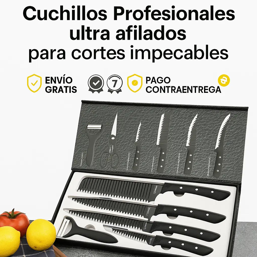 Oferta Única: Set de 6 Cuchilllos + Afilador de Regalo