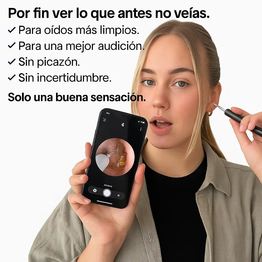 Limpiador de Oidos Con Camara 1080HD + Kit de Limpieza GRATIS (🎬 Incluye Tutorial Premium en Español)